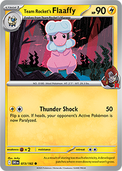 Common Pokémon card Team Rocket's Flaaffy 73/182 from Destined Rivals expansion