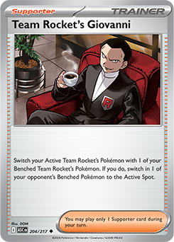 Carte Pokémon Peu commune Giovanni de la Team Rocket 204/217 de la série Héros Transcendants