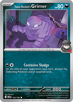 Common Pokémon card Team Rocket's Grimer 123/182 from Destined Rivals expansion