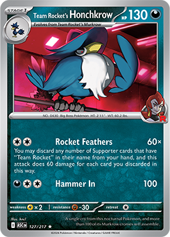Carte Pokémon Rare Corboss de la Team Rocket 127/217 de la série Héros Transcendants