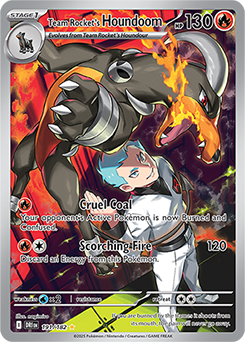 Illustration rare Pokémon card Team Rocket's Houndoom 191/182 from Destined Rivals expansion