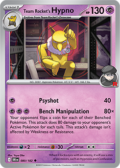 Uncommon Pokémon card Team Rocket's Hypno 80/182 from Destined Rivals expansion