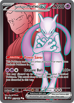 Ultra rare Pokémon card Team Rocket's Mewtwo ex 213/182 from Destined Rivals expansion