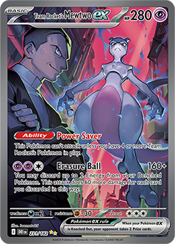 Special illustration rare Pokémon card Team Rocket's Mewtwo ex 231/182 from Destined Rivals expansion