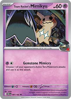 Uncommon Pokémon card Team Rocket's Mimikyu 87/182 from Destined Rivals expansion