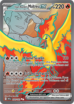 Ultra rare Pokémon card Team Rocket's Moltres ex 208/182 from Destined Rivals expansion