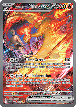 Special illustration rare Pokémon card Team Rocket's Moltres ex 229/182 from Destined Rivals expansion