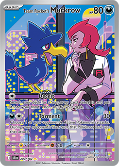 Illustration rare Pokémon card Team Rocket's Murkrow 200/182 from Destined Rivals expansion