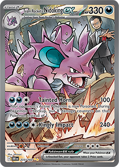 Special illustration rare Pokémon card Team Rocket's Nidoking ex 233/182 from Destined Rivals expansion