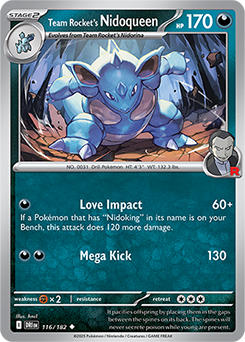 Uncommon Pokémon card Team Rocket's Nidoqueen 116/182 from Destined Rivals expansion