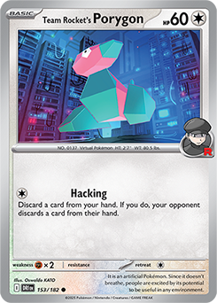 Common Pokémon card Team Rocket's Porygon 153/182 from Destined Rivals expansion