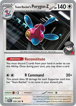 Uncommon Pokémon card Team Rocket's Porygon-Z 155/182 from Destined Rivals expansion