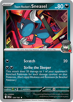 Rare Pokémon card Team Rocket's Sneasel 128/182 from Destined Rivals expansion