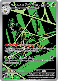 Illustration rare Pokémon card Team Rocket's Spidops 187/182 from Destined Rivals expansion