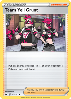Uncommon Pokémon card Team Yell Grunt 184/202 from Sword & Shield expansion