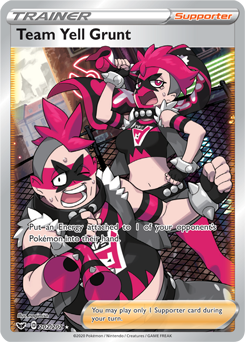 Full Art Trainer Pokémon card Team Yell Grunt 202/202 from Sword & Shield expansion