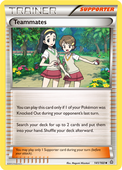 Uncommon Pokémon card Teammates 141/160 from Primal Clash expansion