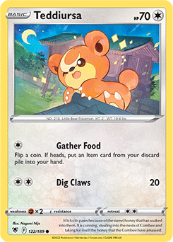 Common Pokémon card Teddiursa 122/189 from Astral Radiance expansion
