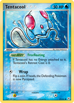 Common Pokémon card Tentacool 77/101 from Ex Hidden Legends expansion