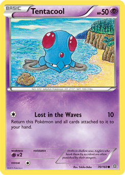 Common Pokémon card Tentacool 70/160 from Primal Clash expansion