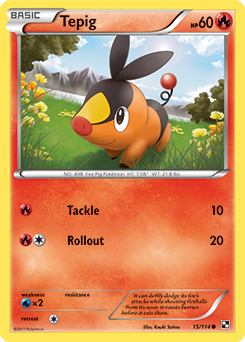 Common Pokémon card Tepig 15/114 from Black & White expansion