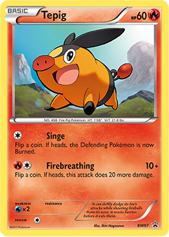 Promo Pokémon card Tepig BW07 from Back & White Promos expansion