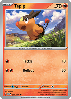 Common Pokémon card Tepig 11/86 from White Flare expansion