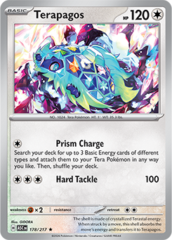 Rare Pokémon card Terapagos 178/217 from Ascended Heroes expansion