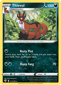 Rare Pokémon card Thie Vul 113/189 from Darkness Ablaze expansion