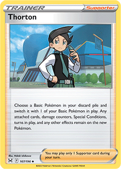 Uncommon Pokémon card Thorton 167/196 from Lost Origin expansion