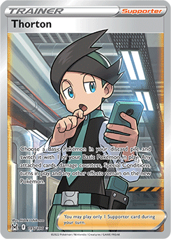 Full Art Trainer Pokémon card Thorton 195/196 from Lost Origin expansion