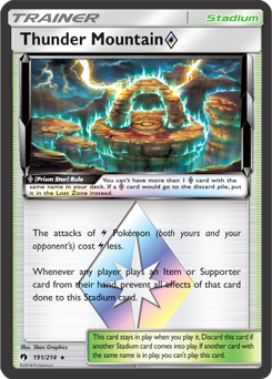 Prism Star Pokémon card Thunder Mountain 191/214 from Lost Thunder expansion