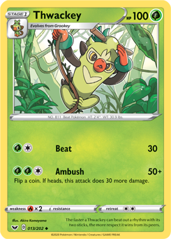 Thwackey 13/202 Pokémon card from Sword & Shield for sale at best price
