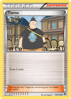 Uncommon Pokémon card Tierno 107/119 from Phantom Forces expansion