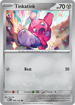 Common Pokémon card Tinkatink 96/132 from Mega Evolution expansion