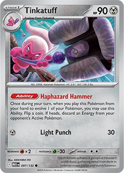 Common Pokémon card Tinkatuff 97/132 from Mega Evolution expansion