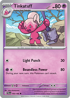 Uncommon Pokémon card Tinkatuff 103/193 from Paldea Evolved expansion