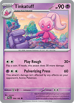 Uncommon Pokémon card Tinkatuff 104/193 from Paldea Evolved expansion