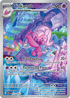 Illustration rare Pokémon card Tinkatuff 217/193 from Paldea Evolved expansion