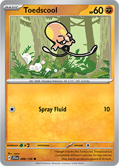 Common Pokémon card Toedscool 88/159 from Journey Together expansion