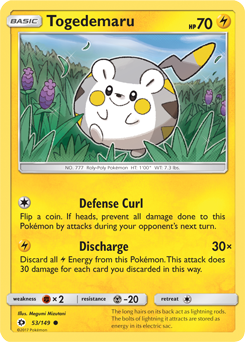 Togedemaru 53/149 Pokémon card from Sun & Moon for sale at best price