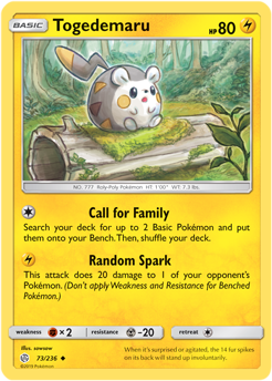 Togedemaru 73/236 Pokémon card from Cosmic Eclipse for sale at best price