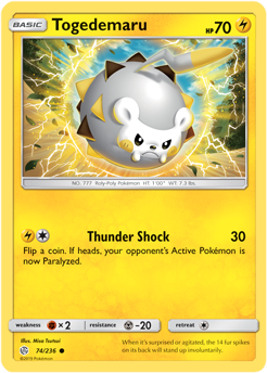 Togedemaru 74/236 Pokémon card from Cosmic Eclipse for sale at best price