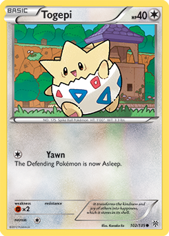 Common Pokémon card Togepi 102/135 from Plasma Storm expansion