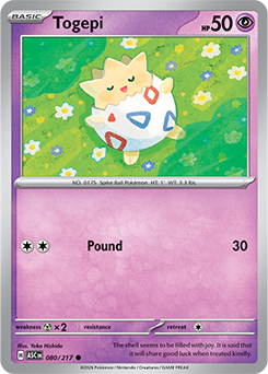Carte Pokémon Communes Togepi 80/217 de la série Héros Transcendants