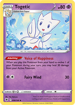 Uncommon Pokémon card Togetic 056/189 from Astral Radiance expansion