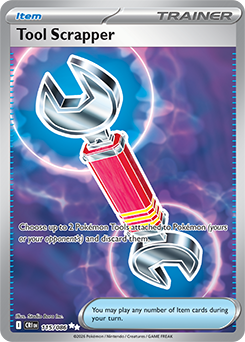 Ultra rare Pokémon card Tool Scrapper 115/86 from Chaos Rising expansion