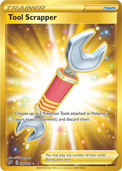 Secret Gold Pokémon card Tool Scrapper 208/192 from Rebel Clash expansion