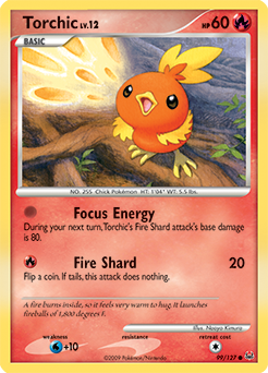 Common Pokémon card Torchic 99/127 from Platinuim expansion