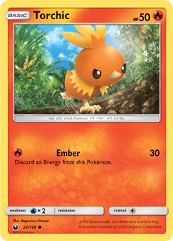 Common Pokémon card Torchic 25/168 from Celestial Storm expansion